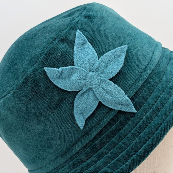 Aller Simplement Womens Velvet Bucket Hat Green Fleece Lined 100% Cotton Cloche - Picture 3 of 7